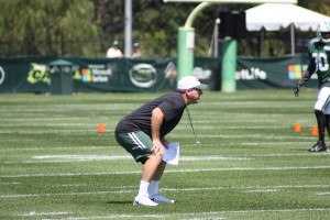 Special Teams coach Bobby April keeps a close eye on his punt coverage  unit.