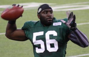 Jets linebacker Demario Davis was pulled in favor of Erin Henderson on passing downs on Sunday.