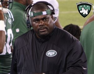 Jets Defensive line coach Pepper Johnson has a project on his hands with Harris along the D-line.