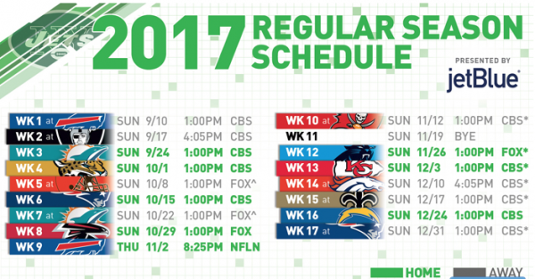 2017 NY Jets Schedule - JetNation.com (NY Jets Blog & Forum)