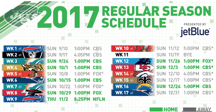2017 NY Jets Schedule