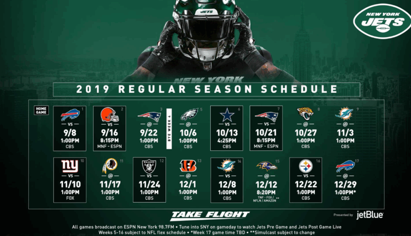NY Jets Schedule Announced