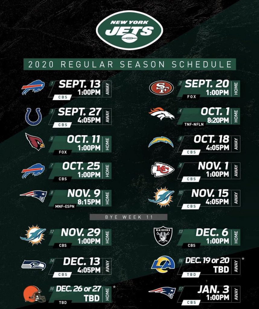 2020 NY Jets Season Schedule Sports Before It's News