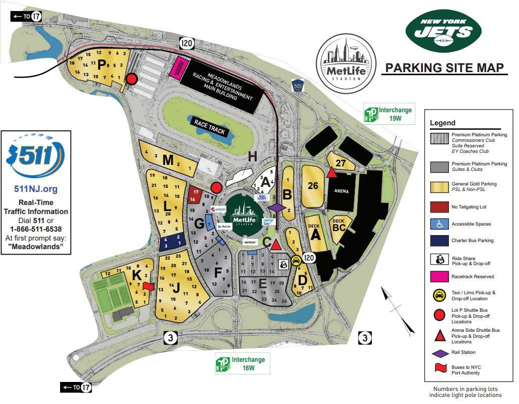 New York Jets Parking Map