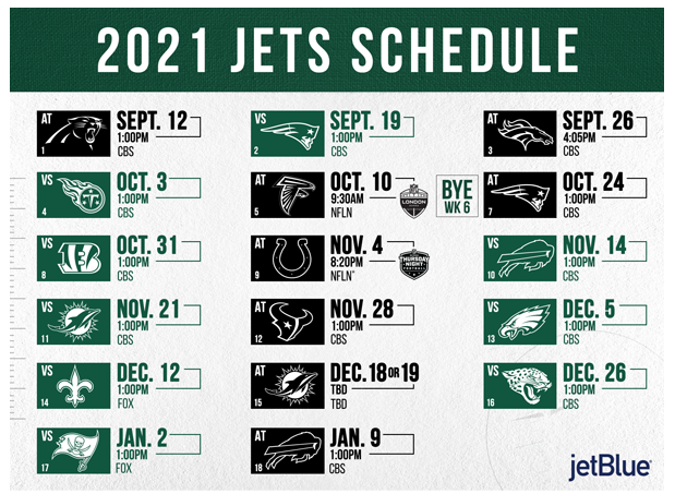jets schedule 2021 football