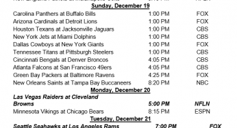 NFL Schedule Changes – Week 15