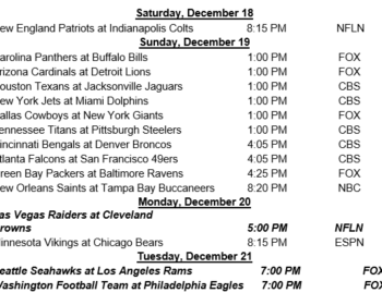 NFL Schedule Changes – Week 15