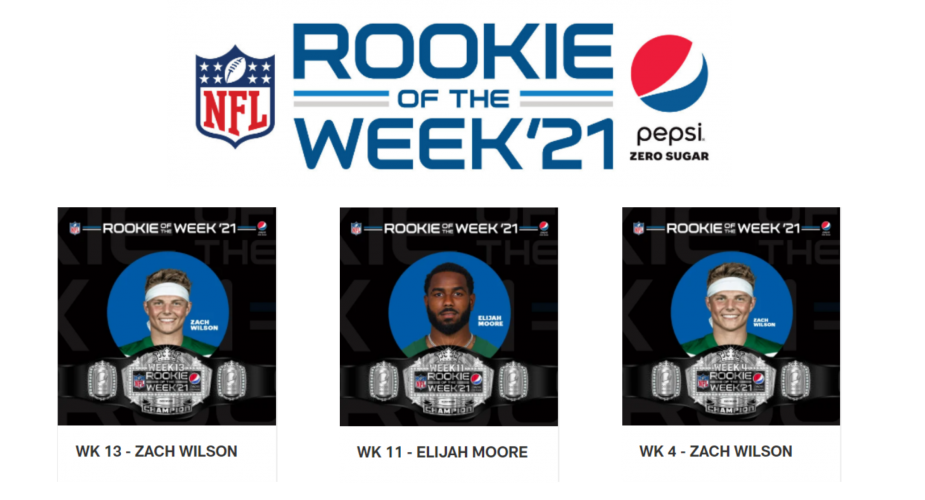 Zach Wilson is the NFL Pepsi Rookie of the Week
