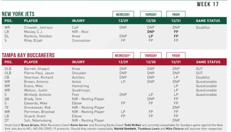 Crowder Doubtful; NY Jets Injury Report