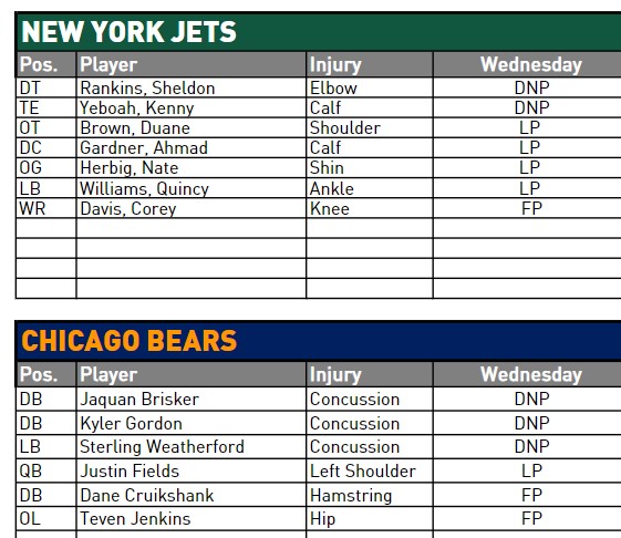 NY Jets Injury Report - JetNation.com - New York Jets Blog & Forum NY Jets Injury Report