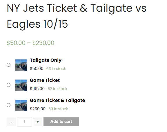 NY Jets Ticket & Tailgate