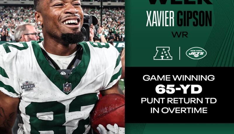 Xavier Gipson (Special Teams) & Jordan Whitehead (Defense); AFC Players of the Week