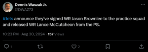 Brownlee back per Waszak - JetNation.com - New York Jets Blog & Forum