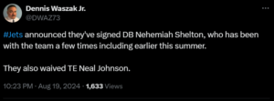 Waszak Nehemiah Shelton - JetNation.com - New York Jets Blog & Forum